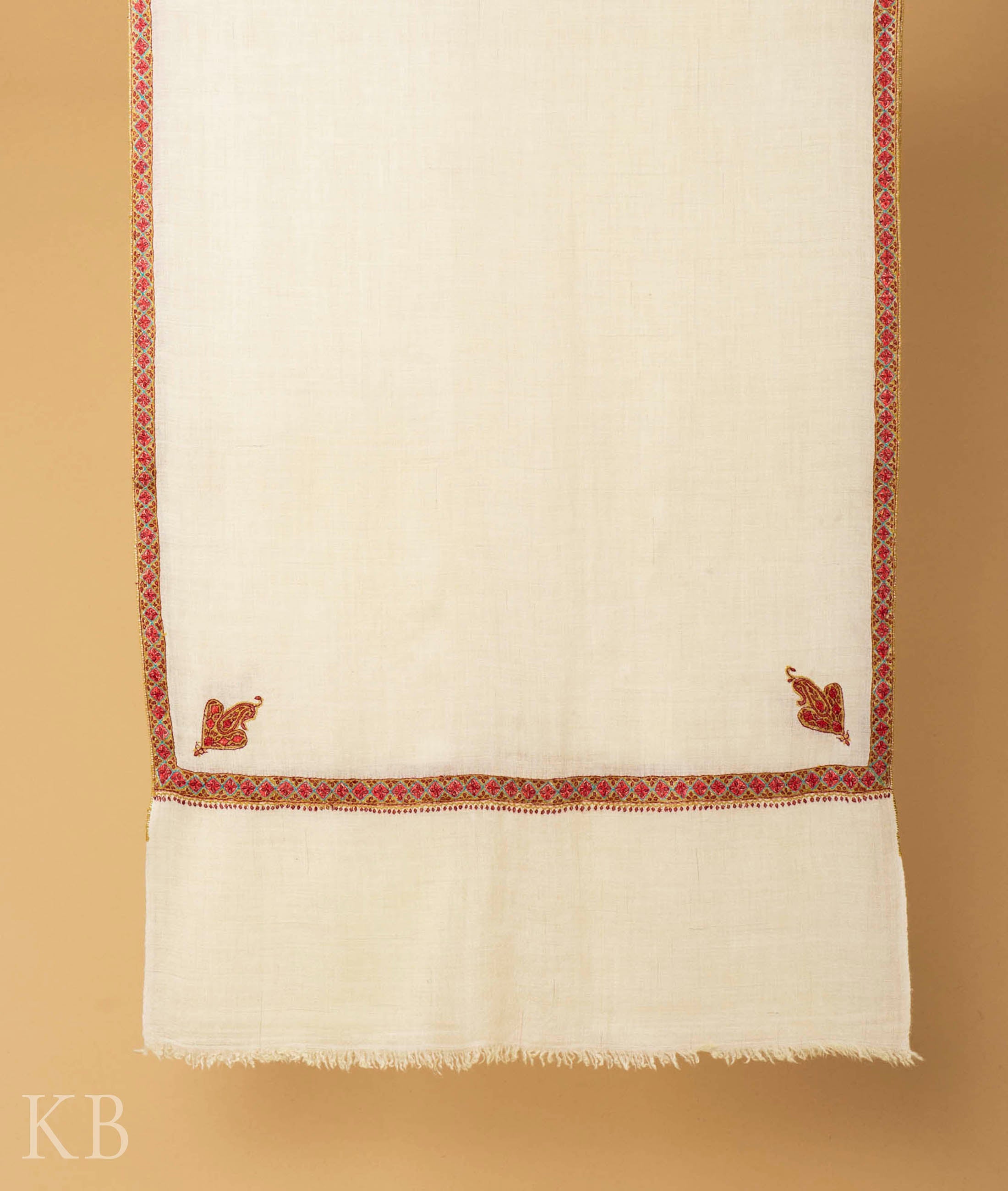 Lemon Sozni Embroidered Pashmina Stole - Kashmir Box