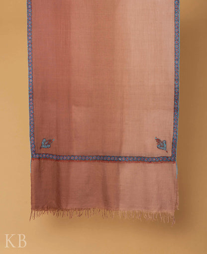 Ombre Brown Sozni Embroidered Pashmina Stole - Kashmir Box