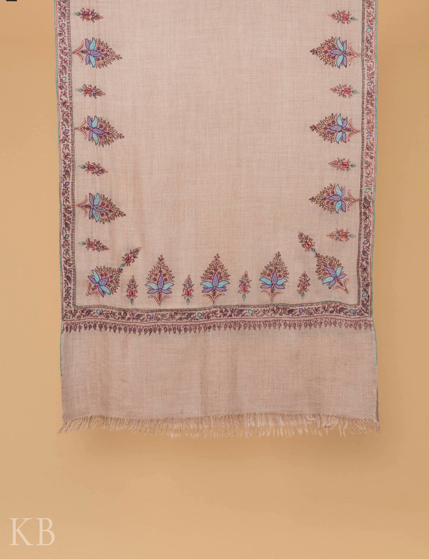 Natural Bootidaar Embroidered Pashmina Stole - Kashmir Box