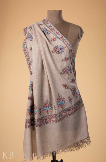 Natural Bootidaar Embroidered Pashmina Stole - Kashmir Box