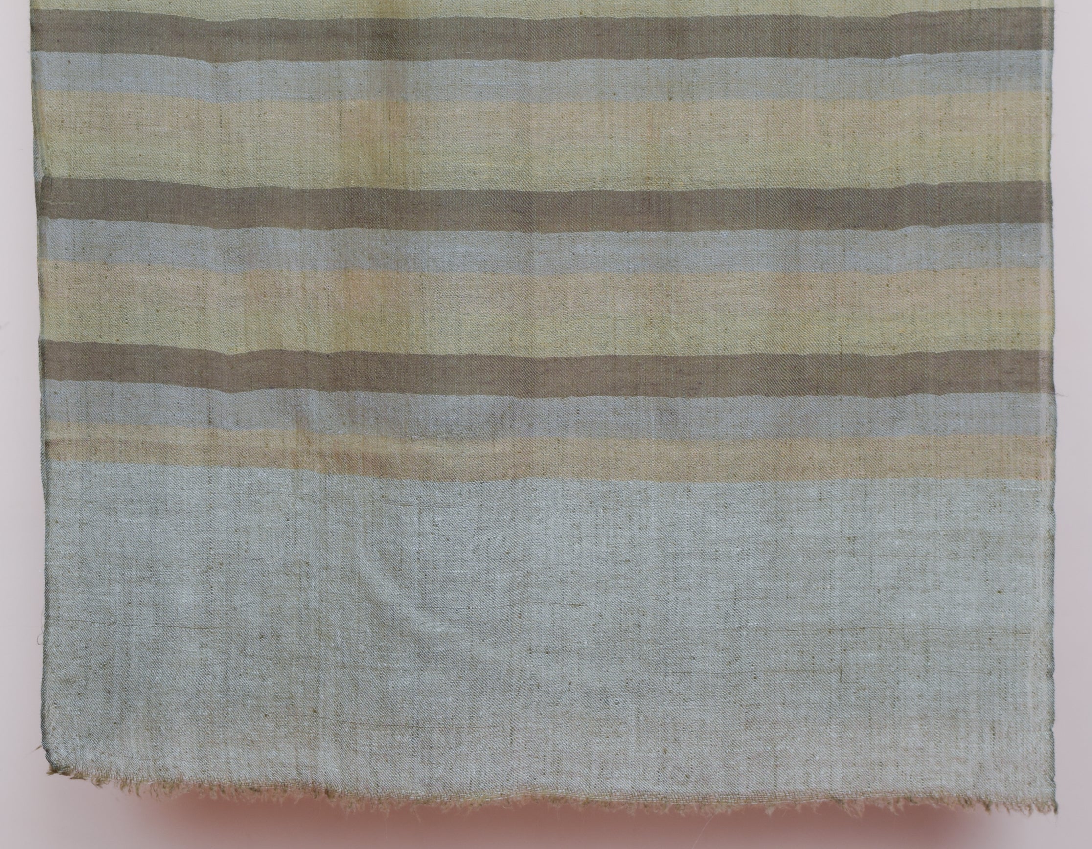 Olive Grey Striped Handwoven Cashmere Pashmina Stole