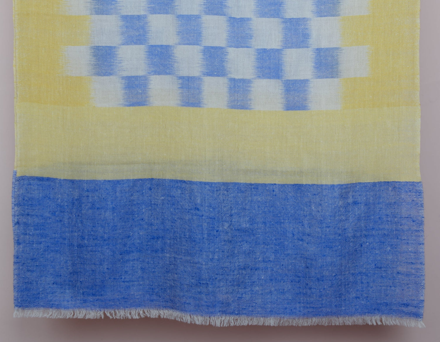 Handwoven Check Ikat Pattern Cashmere Pashmina Stole - Kashmir Box