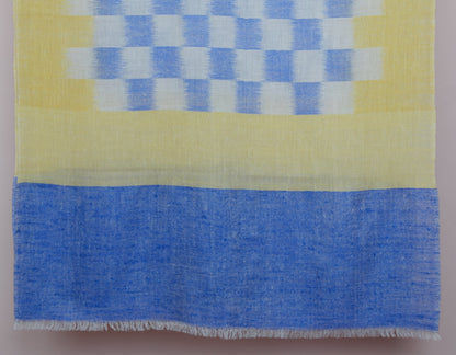 Handwoven Check Ikat Pattern Cashmere Pashmina Stole - Kashmir Box
