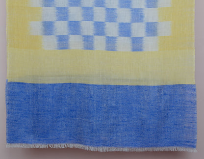 Handwoven Check Ikat Pattern Cashmere Pashmina Stole