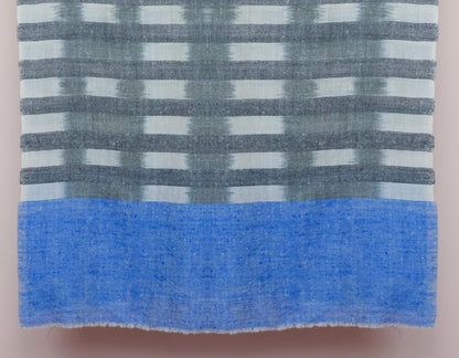 Black n White Stripes Handwoven Ikat Pattern Cashmere Pashmina Stole - Kashmir Box
