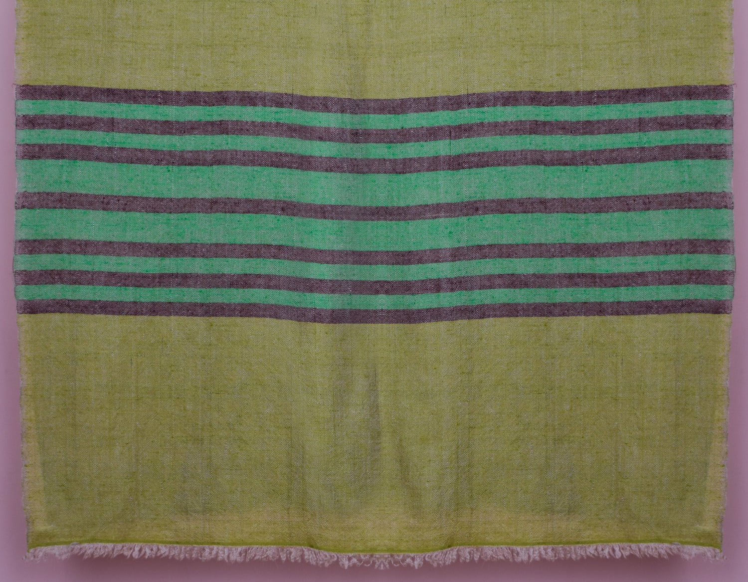 Green Handwoven One side Stripes Cashmere Pashmina Stole