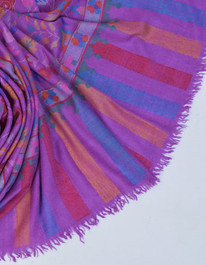 Regal Purple Handwoven Kani Pattern Pashmina Shawl