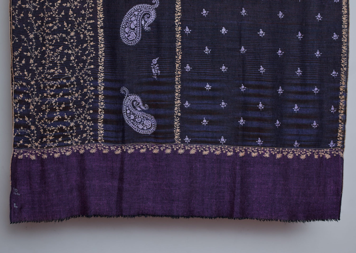 Modern Purple Handwoven Embroidered Cashmere Pashmina Shawl