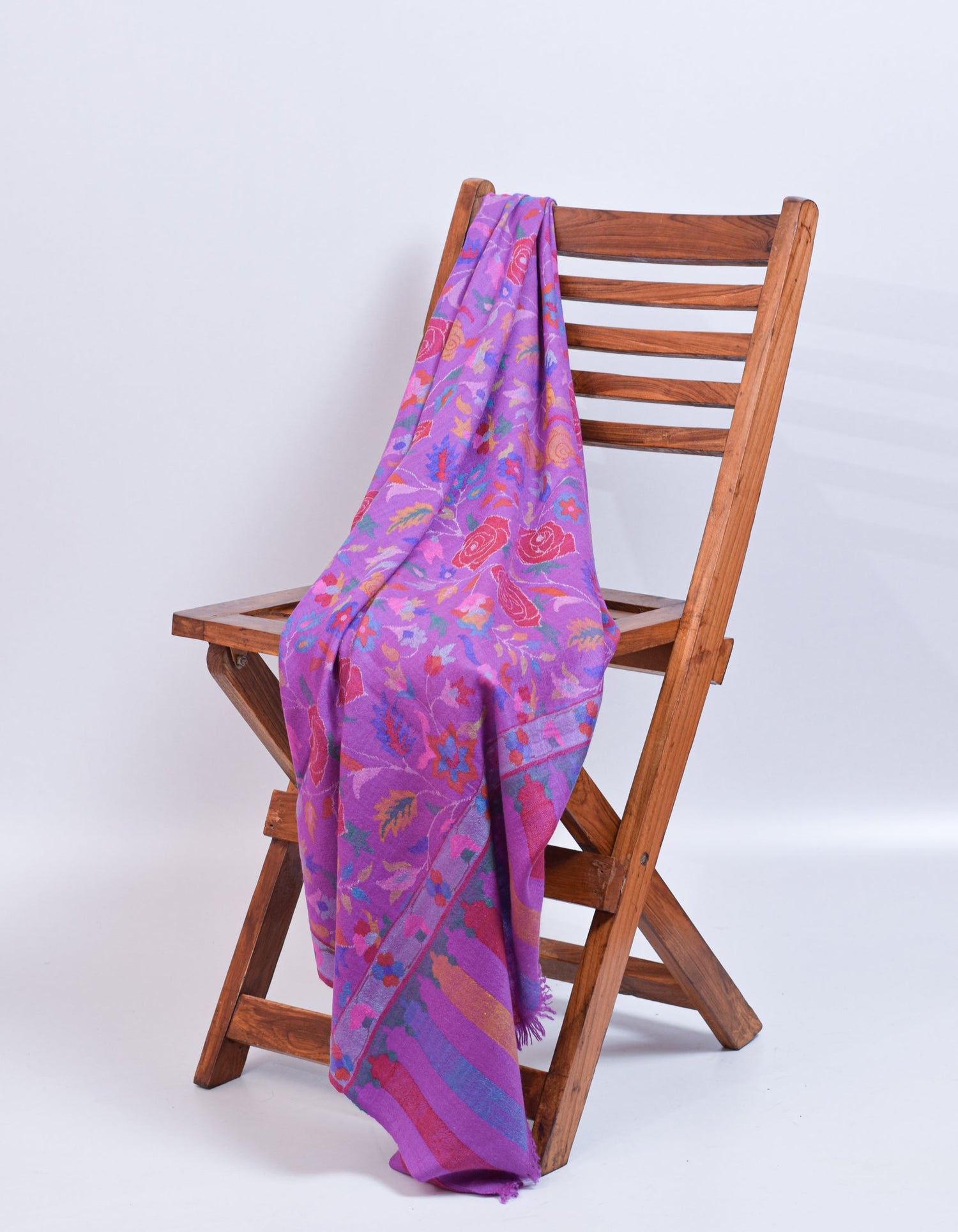 Regal Purple Handwoven Kani Pattern Pashmina Shawl