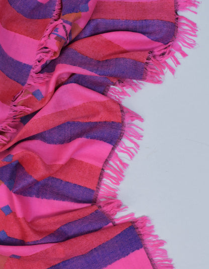 Fuchsia Handwoven Kani Pattern Pashmina Shawl