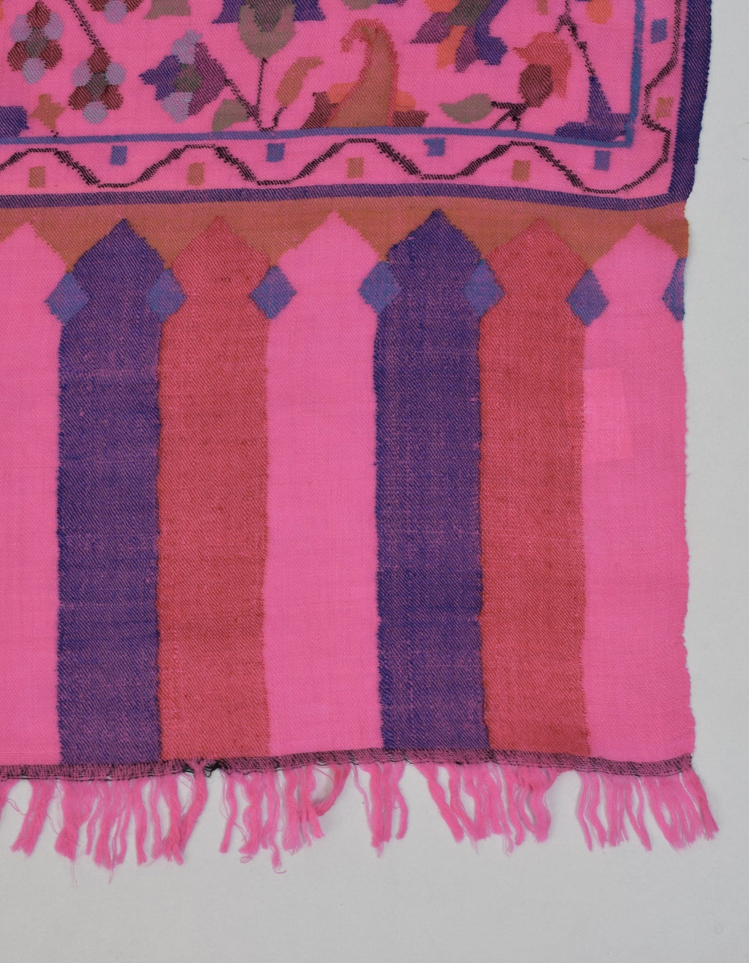 Fuchsia Handwoven Kani Pattern Pashmina Shawl