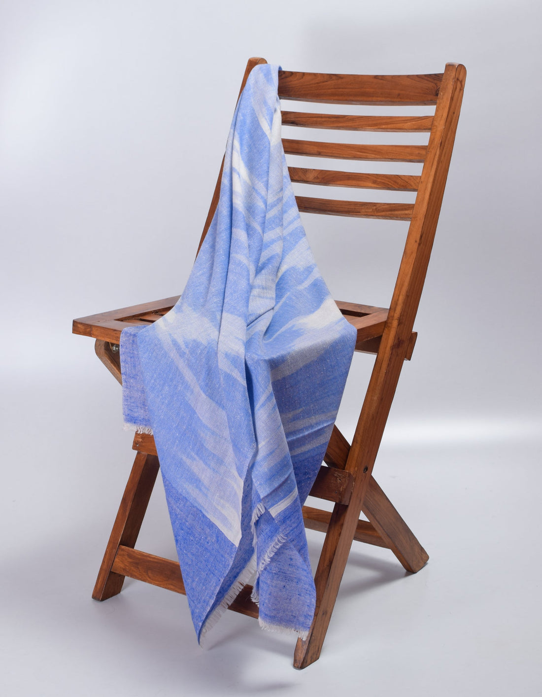 Handwoven Blue Ikat Pattern Cashmere Pashmina Stole