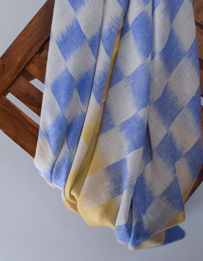 Handwoven Check Ikat Pattern Cashmere Pashmina Stole - Kashmir Box