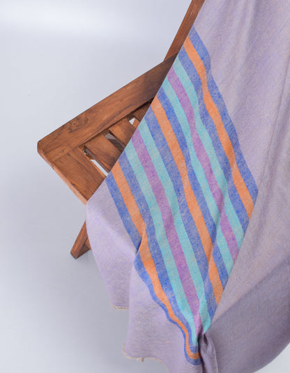 Pastel Handwoven One side Stripes Cashmere Pashmina Stole - Kashmir Box