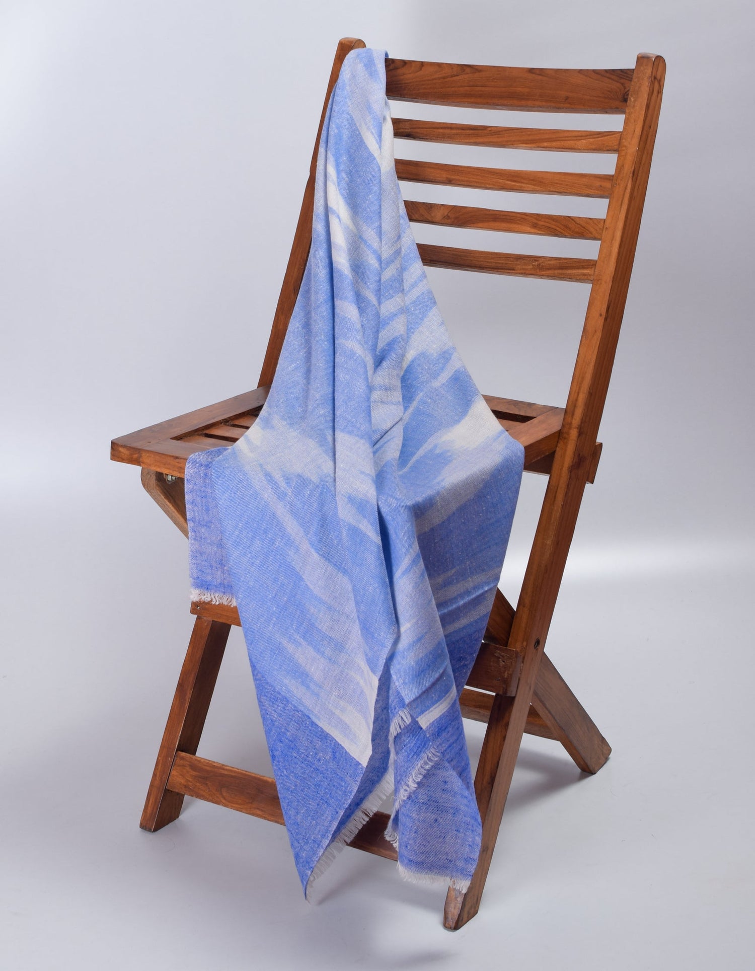 Handwoven Blue Ikat Pattern Cashmere Pashmina Stole