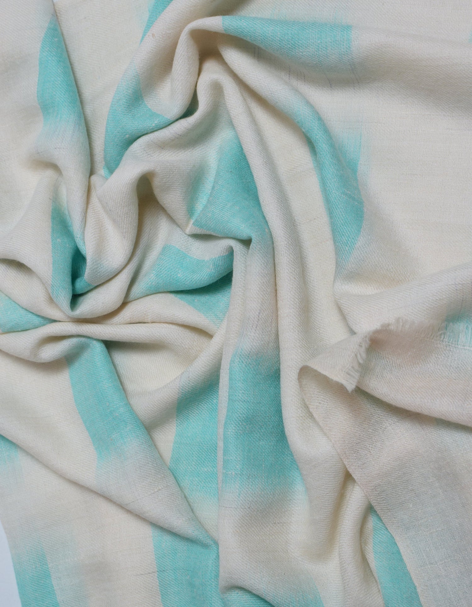 Handwoven Seafoam Ikat Pattern Cashmere Pashmina Stole