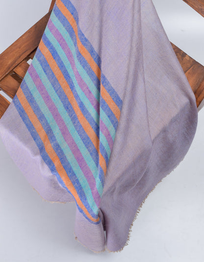 Pastel Handwoven One side Stripes Cashmere Pashmina Stole - Kashmir Box