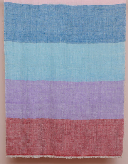 Multicolour Handwoven Broad Striped Cashmere Pashmina Stole