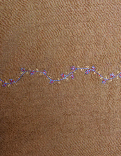 Autumn Brown Handwoven Paisley Embroidered Cashmere Pashmina Stole - Kashmir Box