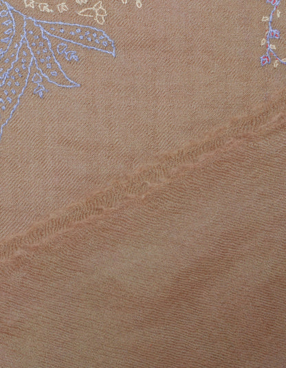 Autumn Brown Handwoven Paisley Embroidered Cashmere Pashmina Stole - Kashmir Box