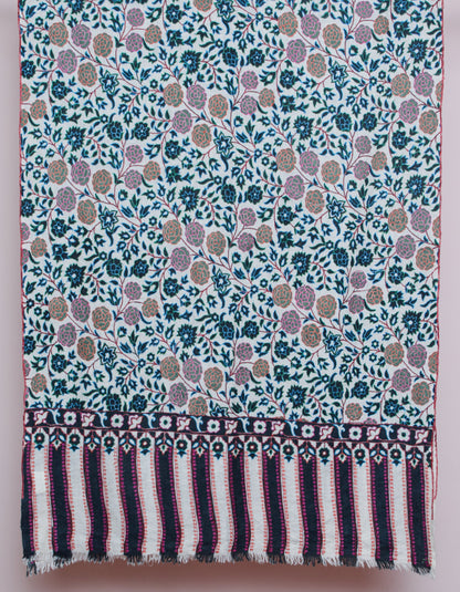 Black Olive Handwoven Kani Pattern Embroidered Cashmere Pashmina Stole - Kashmir Box