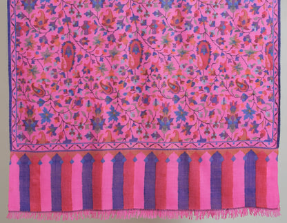 Fuchsia Handwoven Kani Pattern Pashmina Shawl