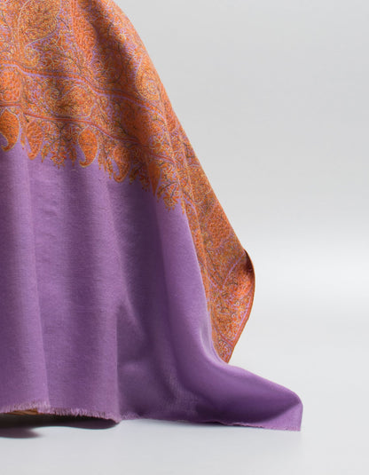 Lavender Handwoven Sozni Jaali Embroidered Cashmere Pashmina Shawl