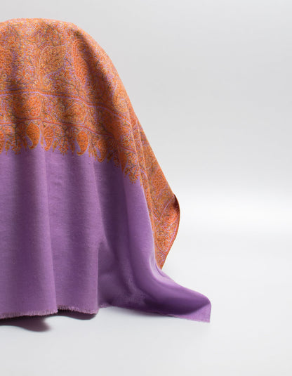 Lavender Handwoven Sozni Jaali Embroidered Cashmere Pashmina Shawl