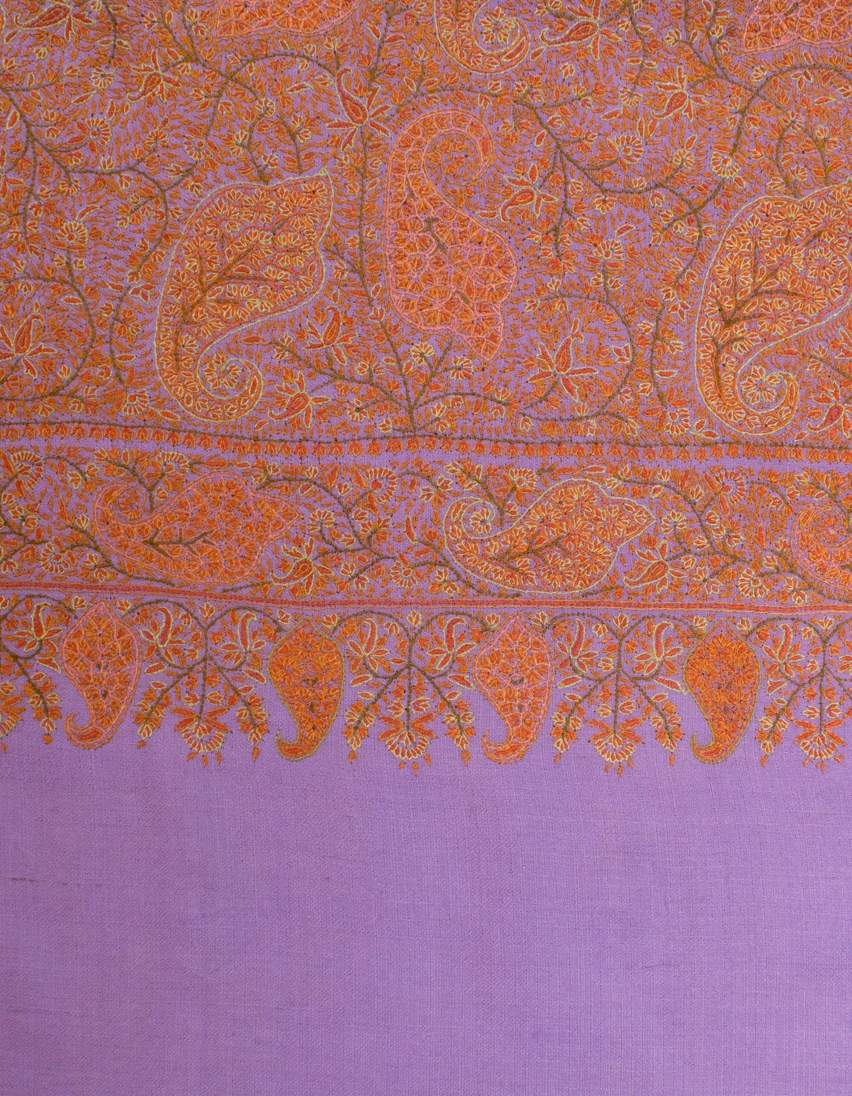 Lavender Handwoven Sozni Jaali Embroidered Cashmere Pashmina Shawl