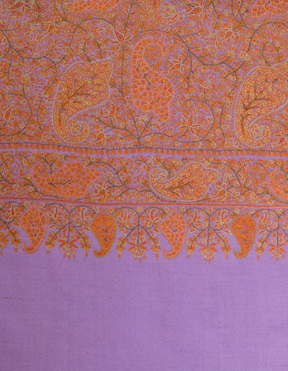 Lavender Handwoven Sozni Jaali Embroidered Cashmere Pashmina Shawl