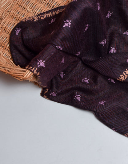 Modern Purple Handwoven Embroidered Cashmere Pashmina Shawl