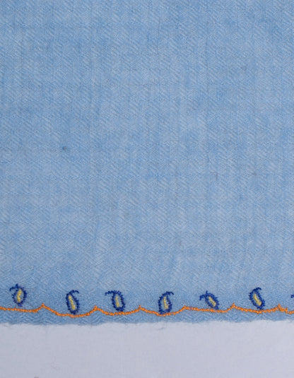 Cloudy Blue Kani Pattern Handwoven Detailed Embroidered Cashmere Pashmina Shawl