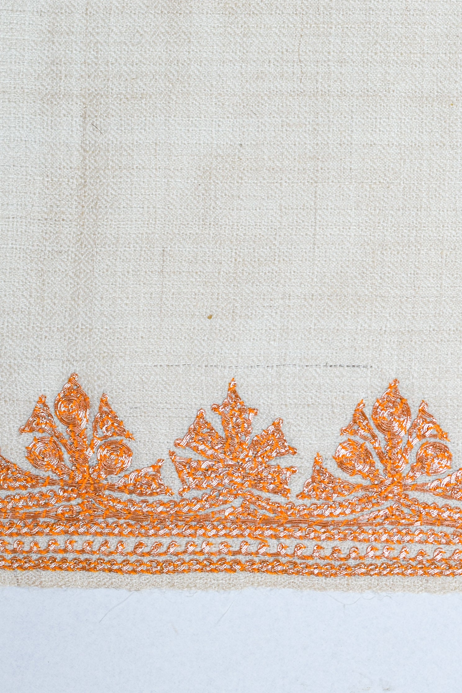 Cream Handwoven Tilla Embroidered Palladaar Pashmina Shawl