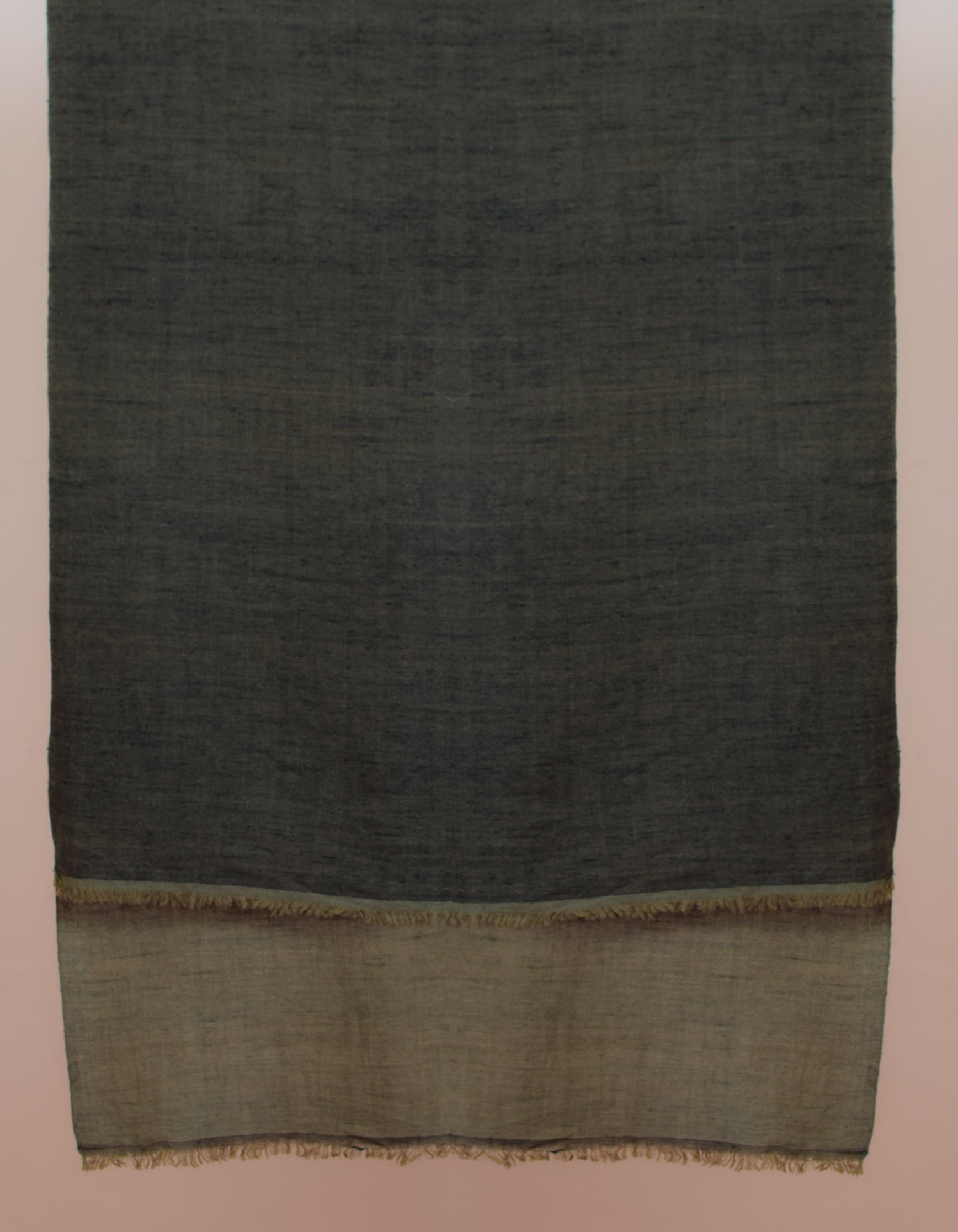 Grey-Olive Black Handwoven Reversible Cashmere Pashmina Stole