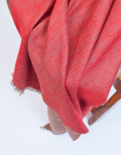 Brownish Red Handwoven Reversible Cashmere Pashmina Shawl