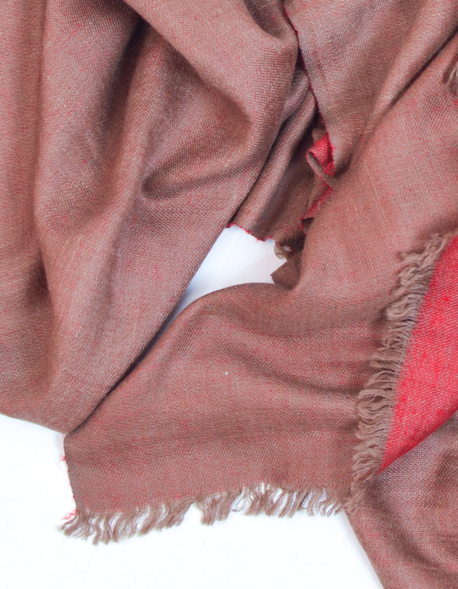 Brownish Red Handwoven Reversible Cashmere Pashmina Shawl