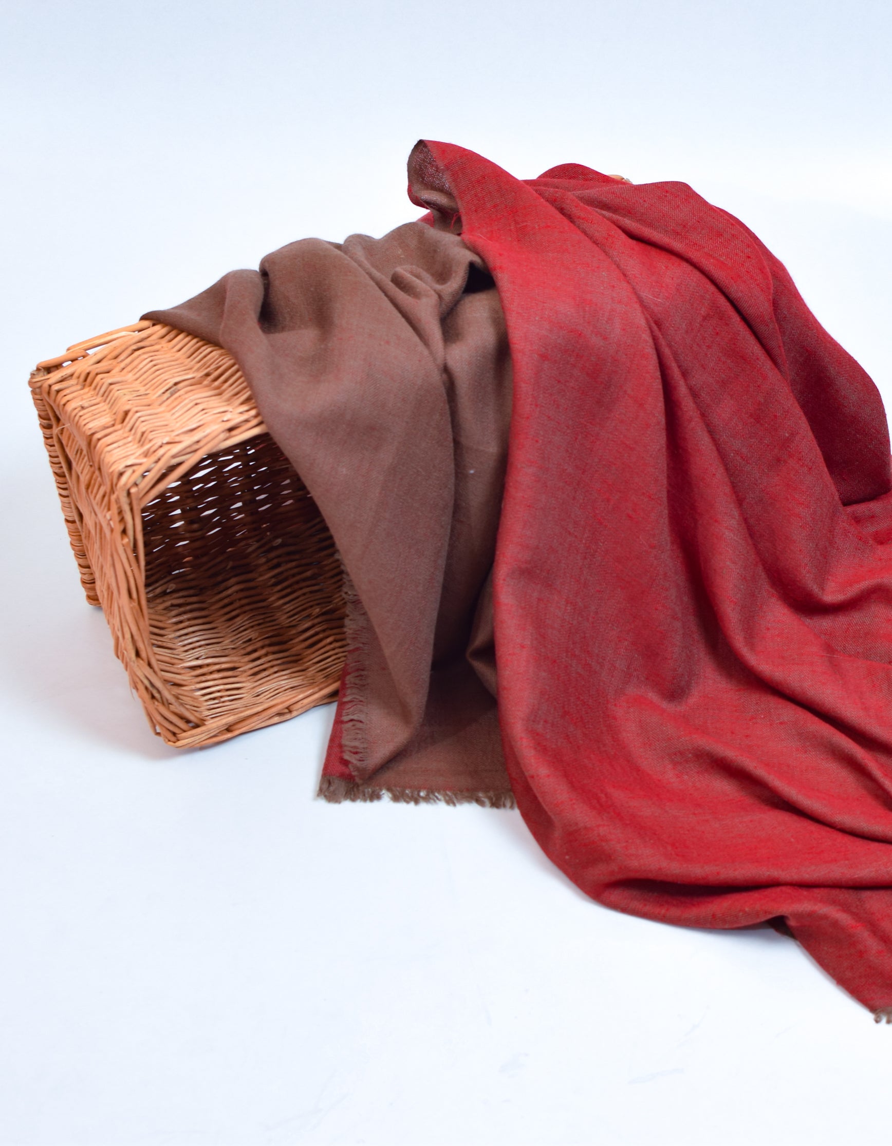 Brownish Red Handwoven Reversible Cashmere Pashmina Shawl