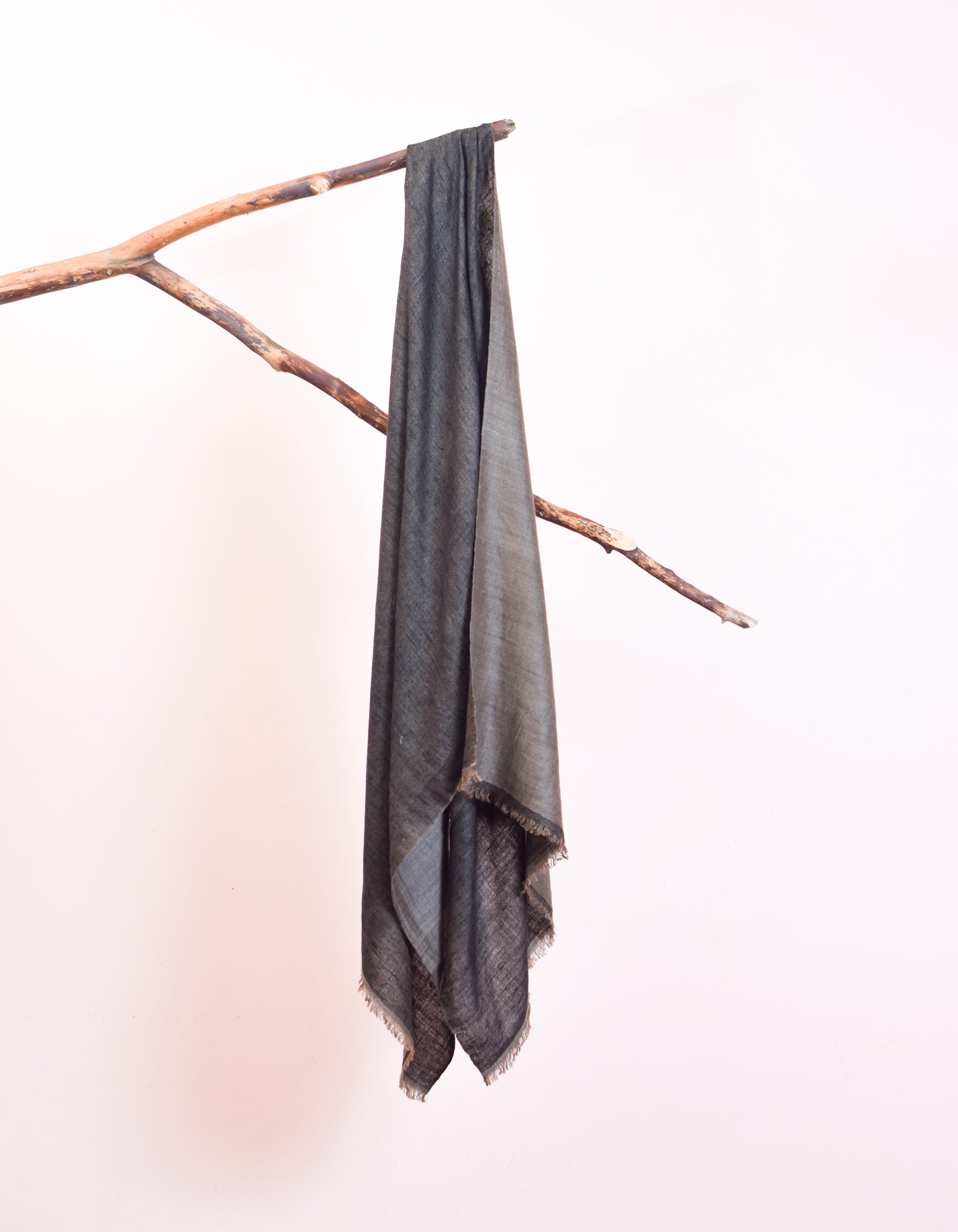 Grey-Olive Black Handwoven Reversible Cashmere Pashmina Stole