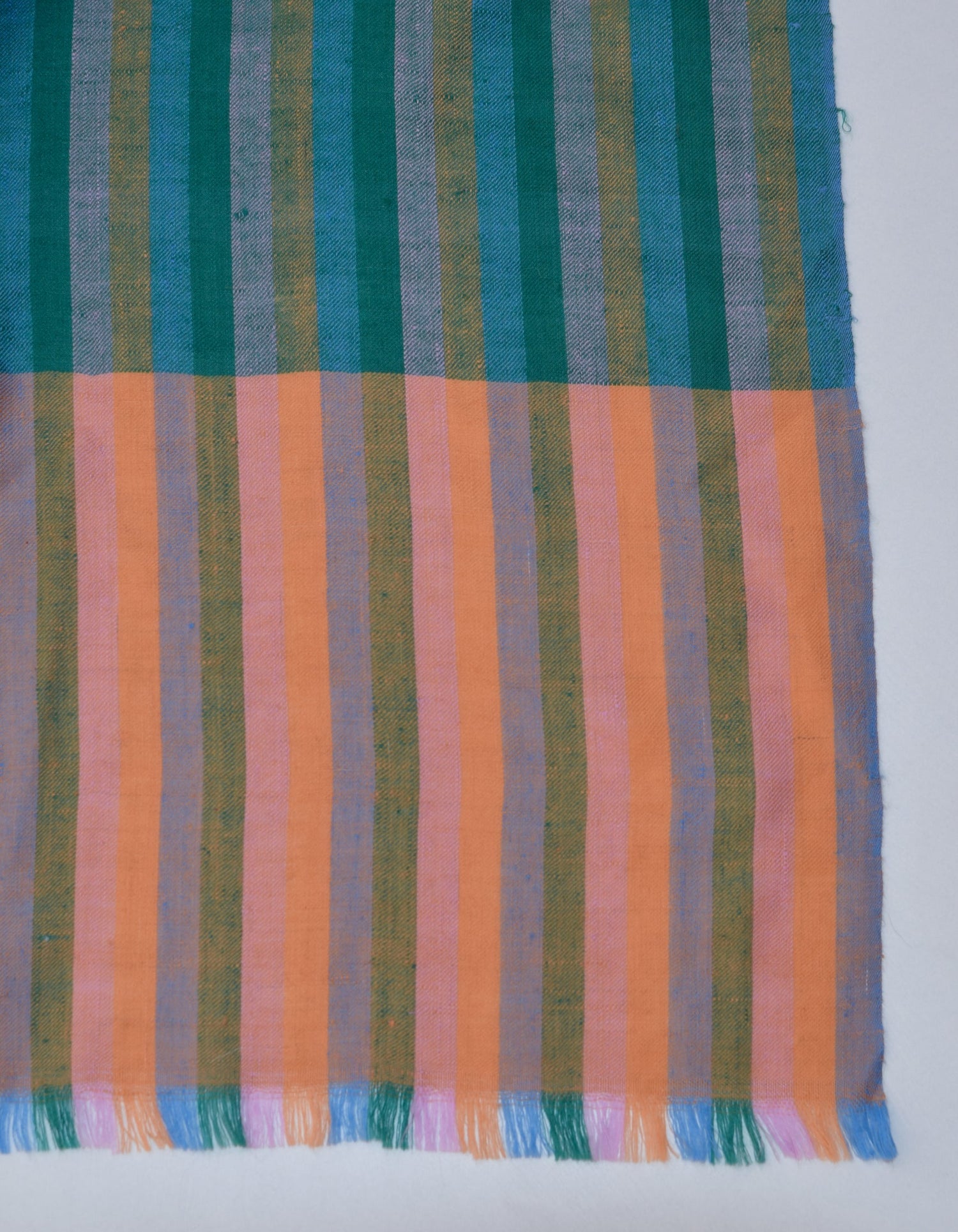 Teal Stripes Handwoven Cashmere Pashmina Shawl