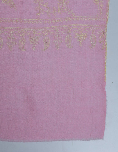 Soft  pink Handwoven Jaali Embroidered Cashmere Pashmina Stole