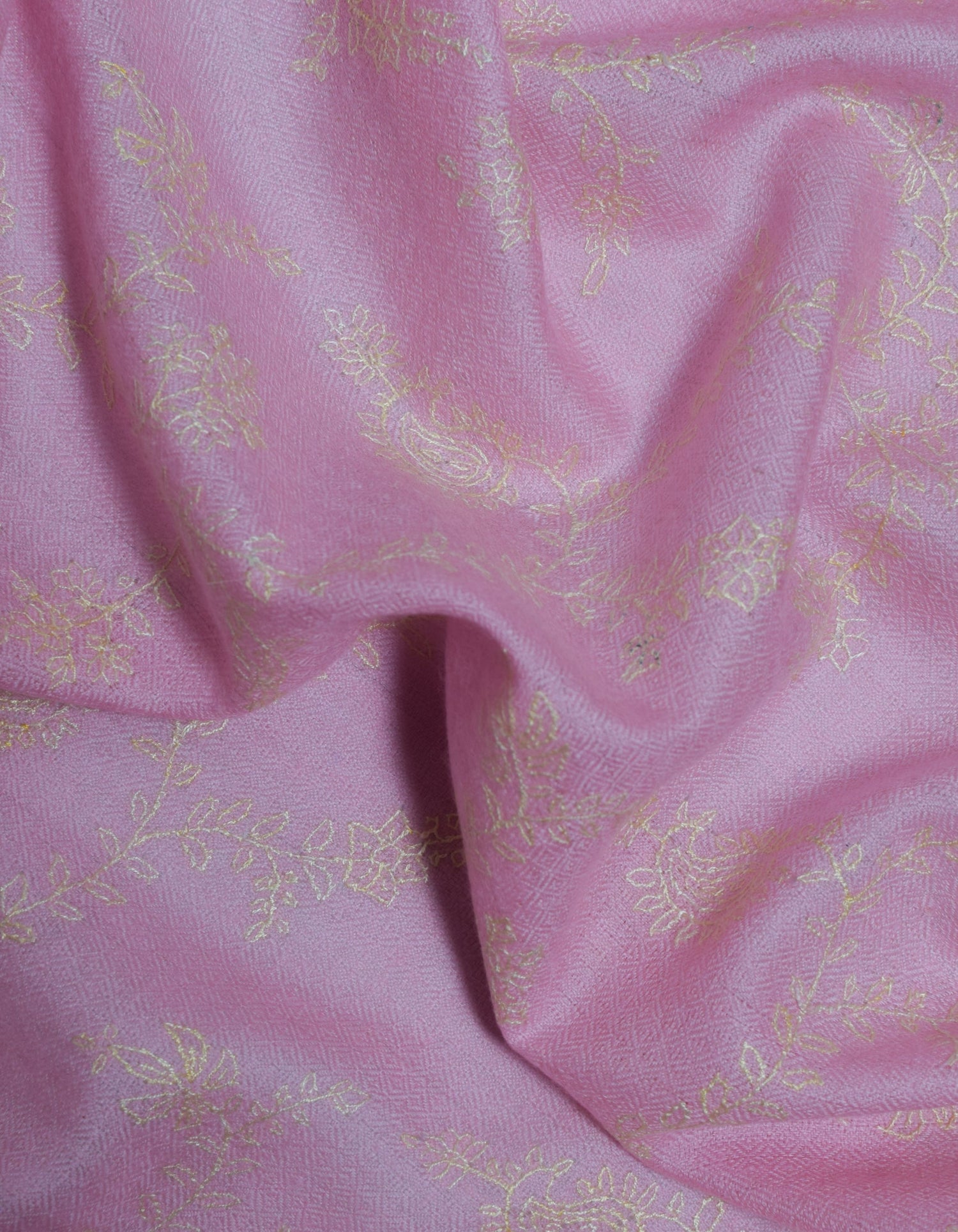 Soft  pink Handwoven Jaali Embroidered Cashmere Pashmina Stole