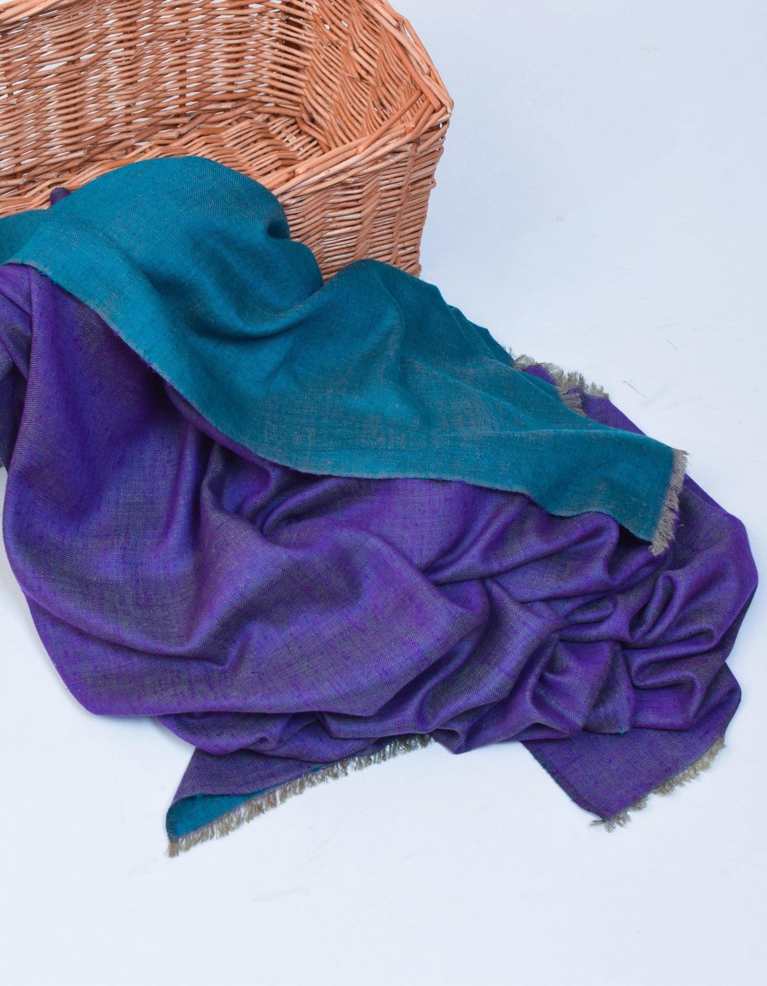 Sea Purple Handwoven Reversible Cashmere Pashmina Shawl