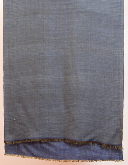 Kashmir-Blue Grey Handwoven Reversible Cashmere Pashmina Stole