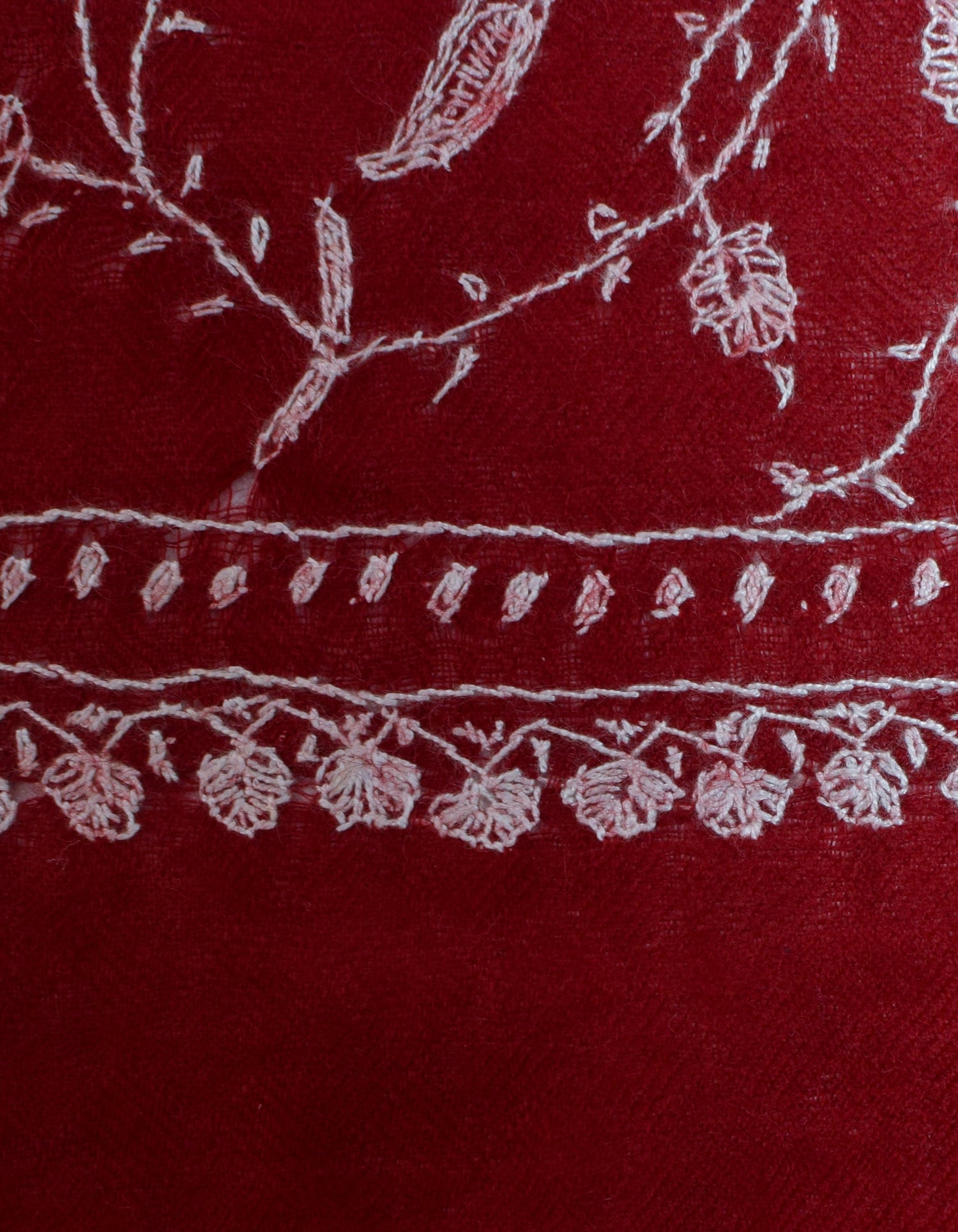 Red Handwoven Sozni Jaali Embroidered Cashmere Pashmina Stole