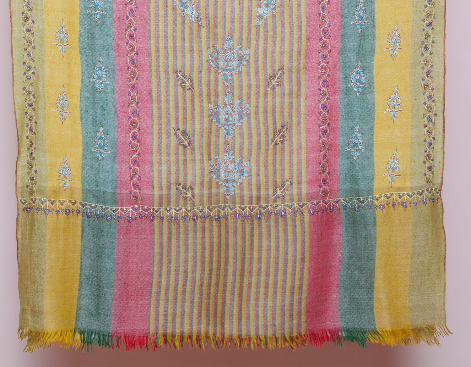 Modern Multi-Pattern Handwoven Embroidered Cashmere Pashmina Stole