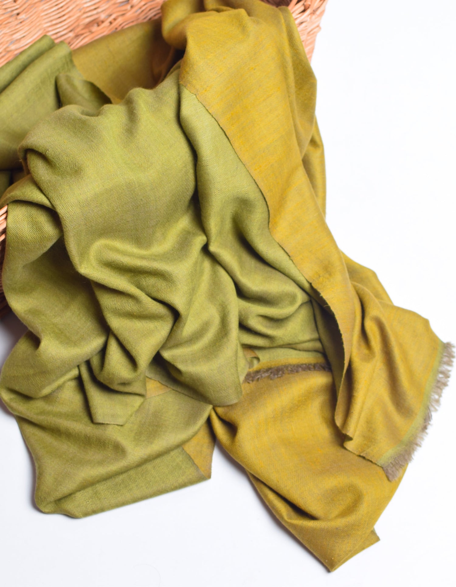 Dual Green Handwoven Reversible Cashmere Pashmina Shawl