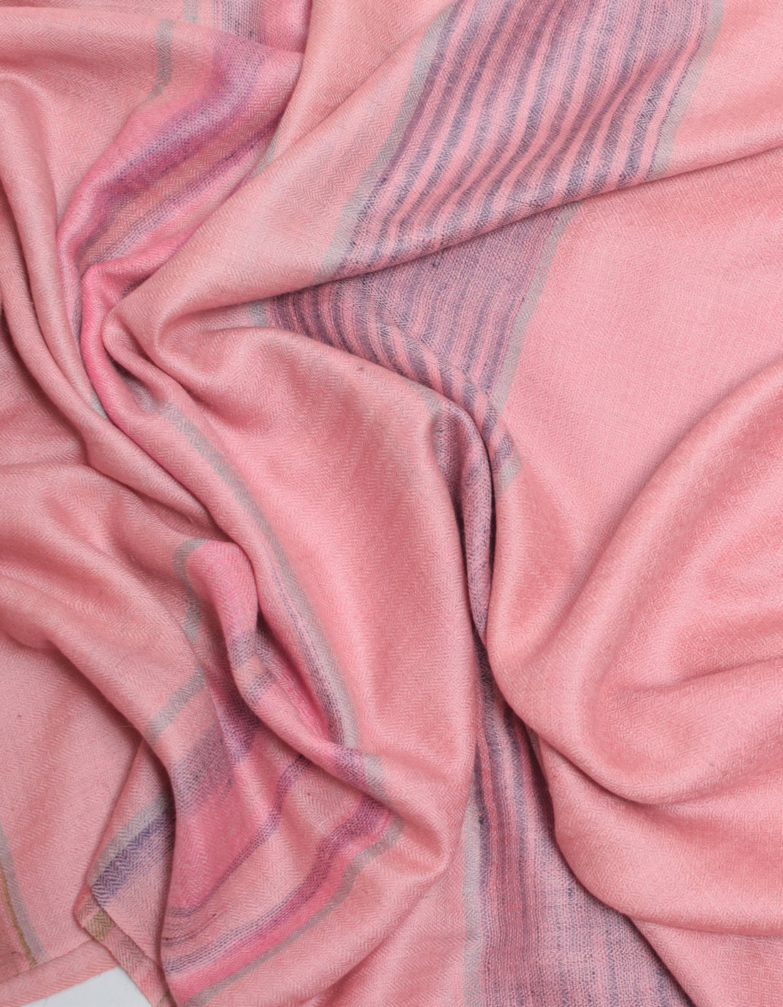 Multi-Pattern Pink Stripes Handwoven Cashmere Pashmina Stole