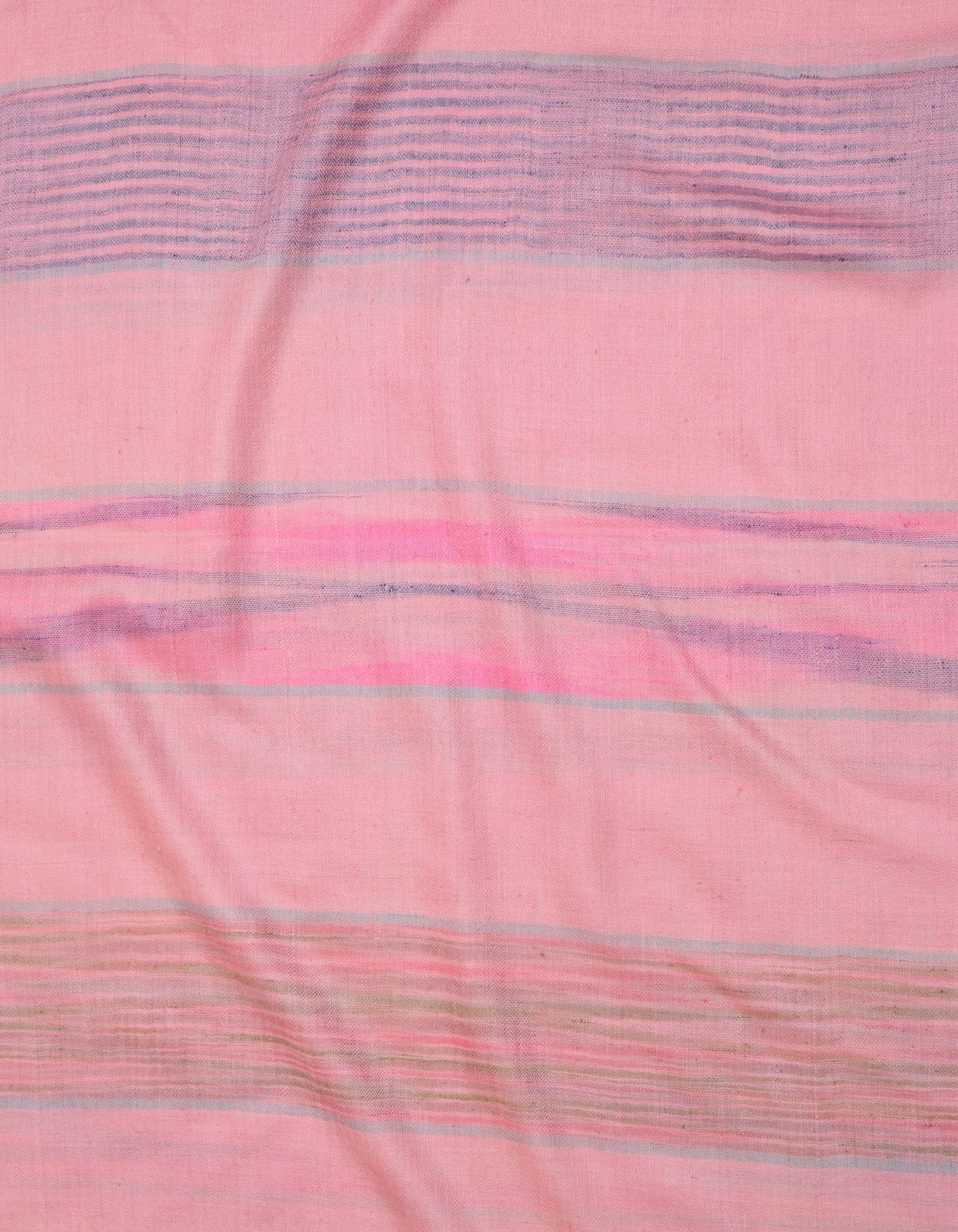 Multi-Pattern Pink Stripes Handwoven Cashmere Pashmina Stole