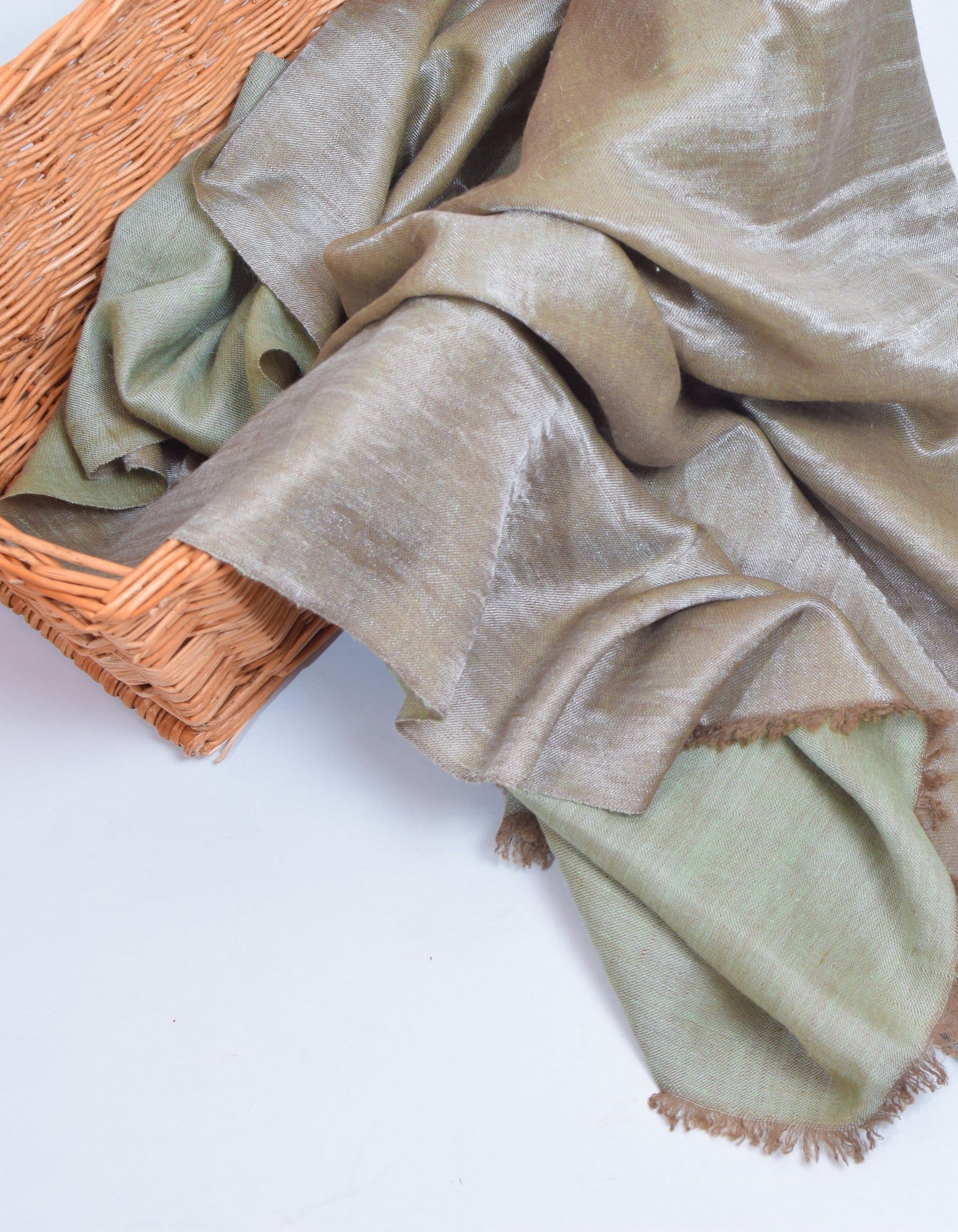 Hazel Silver Zari Handwoven Reversible Cashmere Pashmina Shawl - Kashmir Box