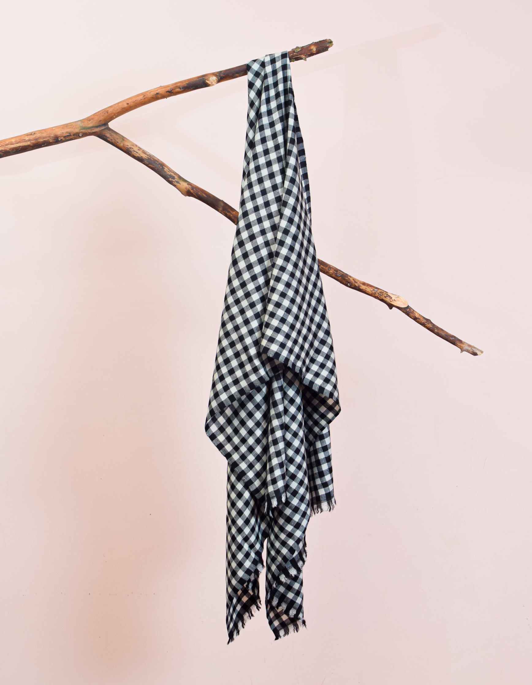 Black Handwoven Multi-Pattern Check Pashmina Stole